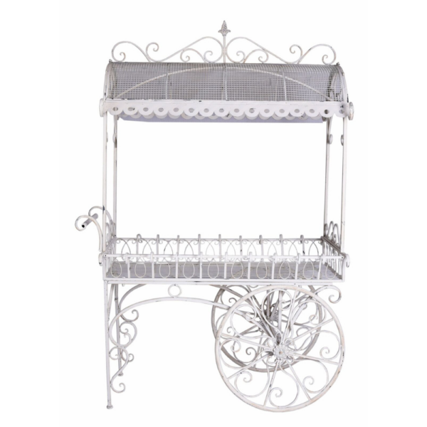 Chariot Candy bar "ROMANCE" - fer forgé blanc