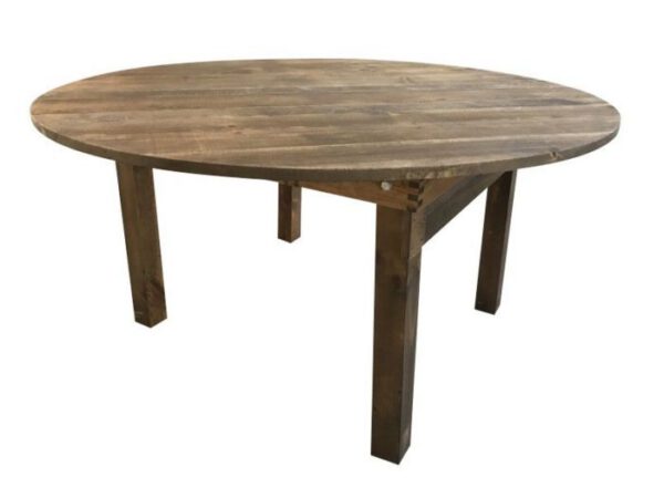 Location table ronde en bois héritage D152cm (6 à 8 personnes)