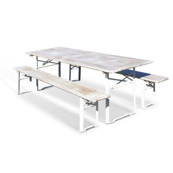 Location banc de brasserie- Blanc vieilli