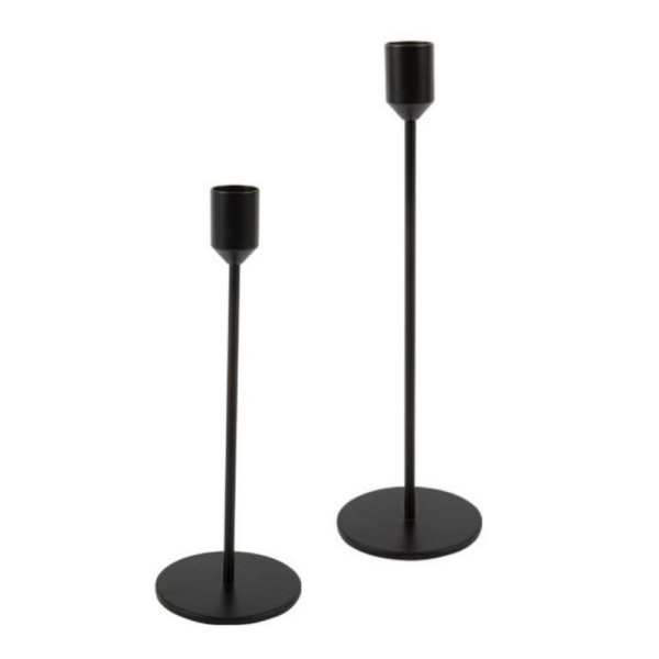12 Location bougeoir fin Noir - H 26 cm