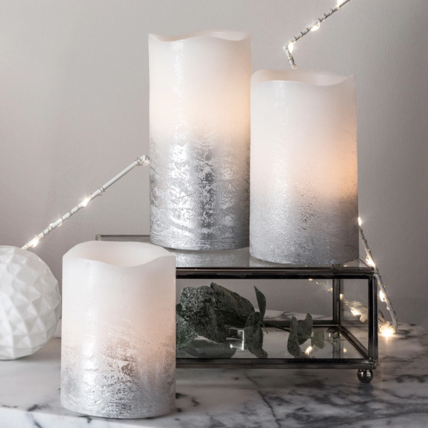 Location lot de 3 bougies leds Or en cire