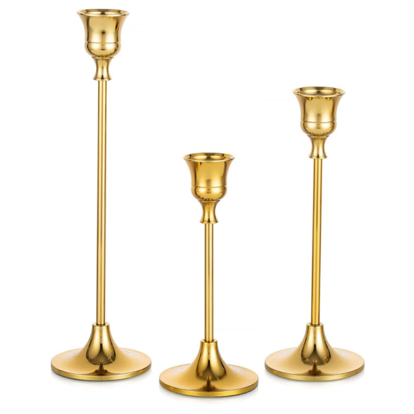 Location bougeoir fin doré H15cm