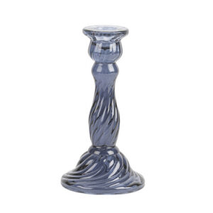 Bougeoir ASTRID en verre Marine H16.5cm
