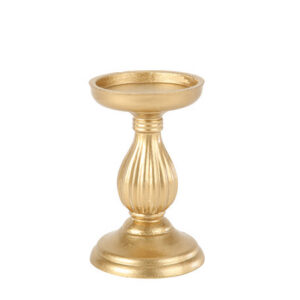Bougeoir BAROQUE en bois OR JAUNE -H17cm
