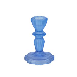 Bougeoir Salvia verre mat bleu roi H 11 cm