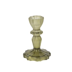 Bougeoir Salvia verre mat vert sauge - H 11 cm