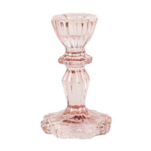 Bougeoir Salvia verre reflet rose - H 11 cm