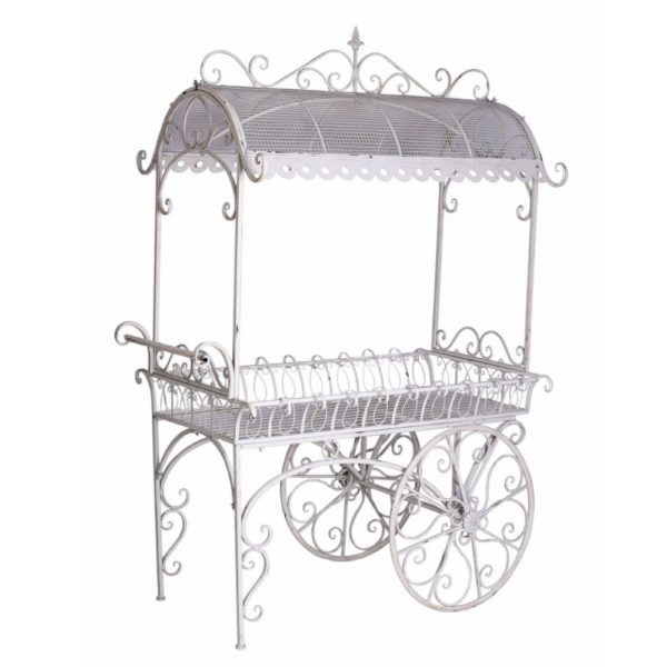 Chariot Candy bar "ROMANCE" - fer forgé blanc