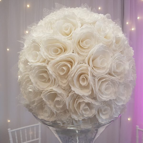 Location boule de fleurs dentelle D40cm