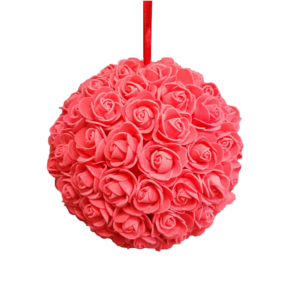 Location boule de fleurs rouge D 20 cm