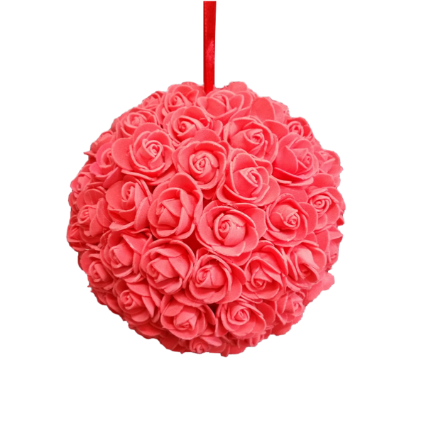 20023 Location boule de fleurs rouge D 20 cm