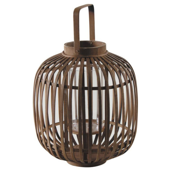 Location lanterne bambou et verre h36cm