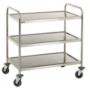 Location chariot de service inox 3 plateaux