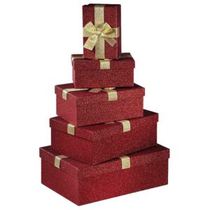 Location lot de 5 boîtes cadeaux rouge