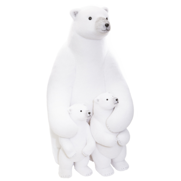 Ours polaire en famille H95cm
