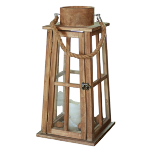 Location Lanterne en bois Chalet H 45 cm
