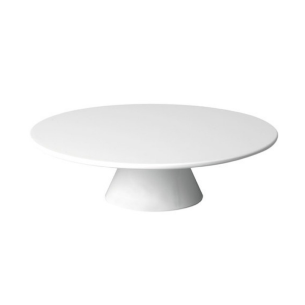Location Plateau pâtissier carré blanc sur pied H8cm