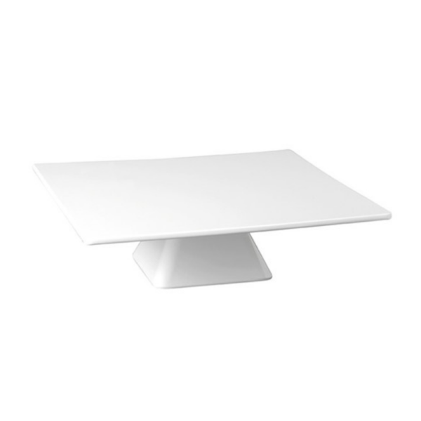 Location Plateau pâtissier carré blanc sur pied H8cm