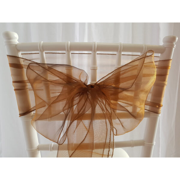 Location nœud de chaise Organza - Chocolat