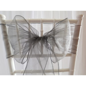 Location nœud de chaise Organza - Gris argent