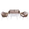 Salon lounge CHILLY Beige :  1 canapé 2 places + 2 fauteuils + 1 table basse