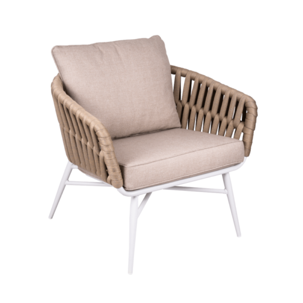 Salon lounge CHILLY Beige :  1 canapé 2 places + 2 fauteuils + 1 table basse