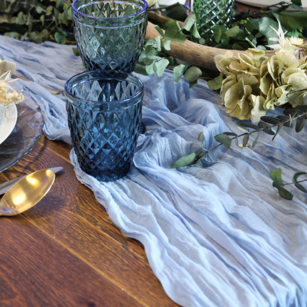 Chemin de table Cheesecloth- BLEU CIEL