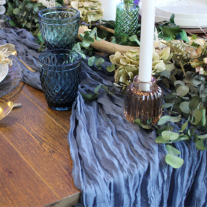 Chemin de table Cheesecloth- BLEU ORAGE