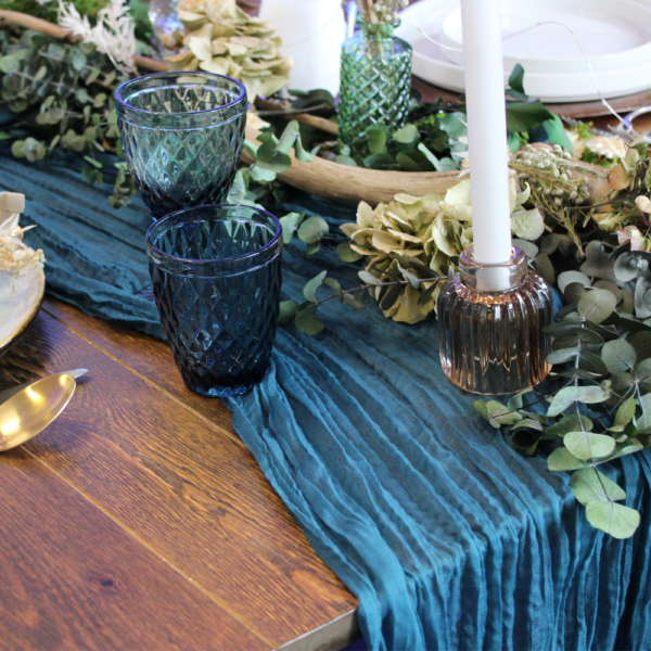 Chemin de table Cheesecloth- BLEU CANARD