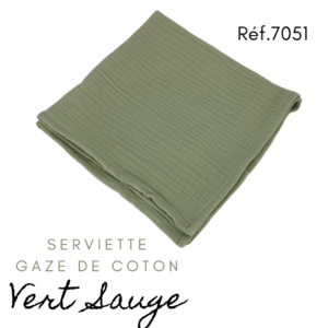 Serviette Gaze de coton - Vert Sauge
