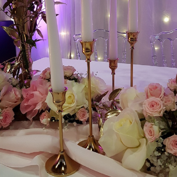 Location bougeoir fin doré H15cm