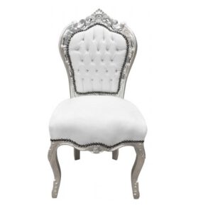 Location fauteuil baroque blanc et argent
