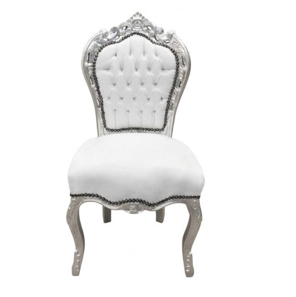 Location fauteuil baroque blanc et argent