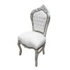 Location fauteuil baroque blanc et argent