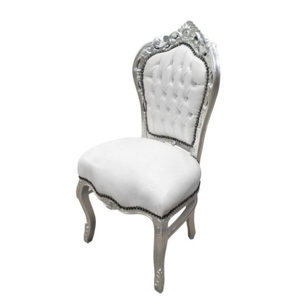 Location fauteuil baroque blanc et argent