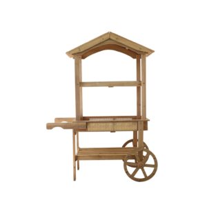 Charrette Fiesta en bois et cannage H147cm