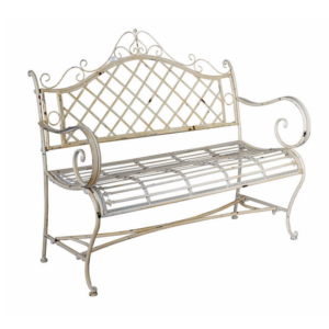 Banc "ROMANCE " en fer forgé blanc