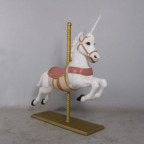 Location Cheval de carrousel licorne rose