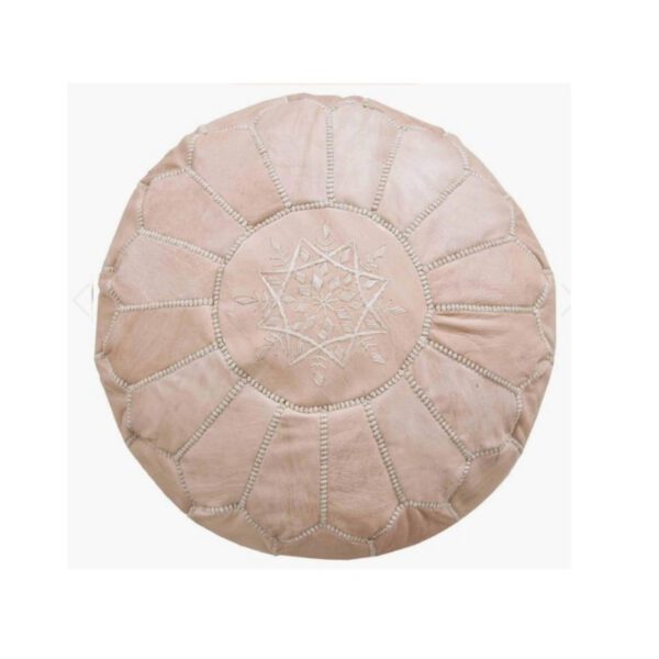 Location pouf marocain en cuir - beige naturel