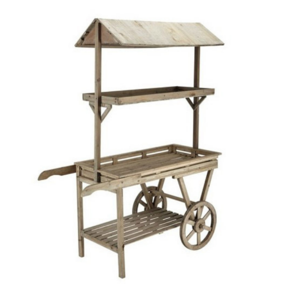 Location chariot candy bar en bois brut
