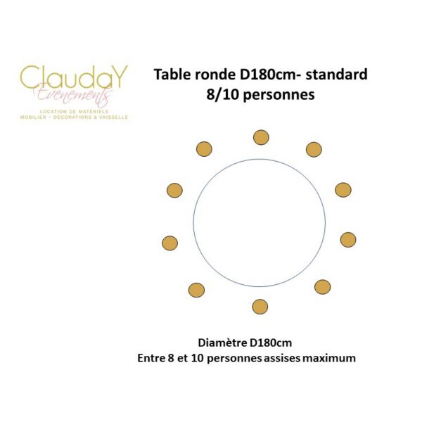 Location table ronde 180cm (8 à 10 personnes)