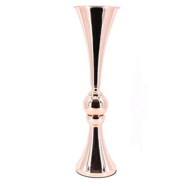Location vase métal clarinette rose/gold H 65 cm