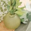 alice Vase Alice verre ciselé pistache