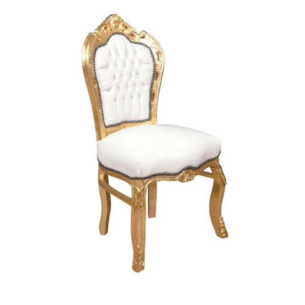 Location fauteuil baroque blanc et doré