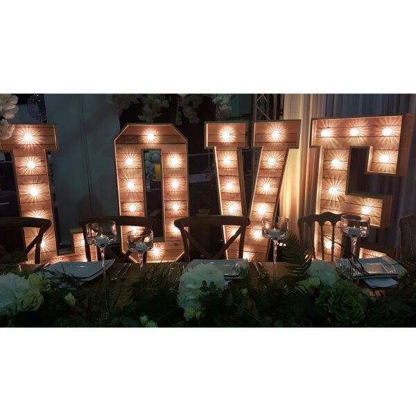 Location grand LOVE en bois lumineux