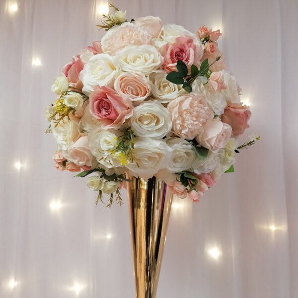 Location boule de fleurs Lovely Blanc et rose D60cm