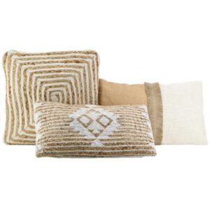Location coussin jute & coton Blanc -carré 45*45cm