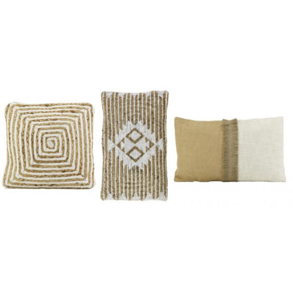 Location coussin jute & coton Blanc (bicolore) 30*50cm