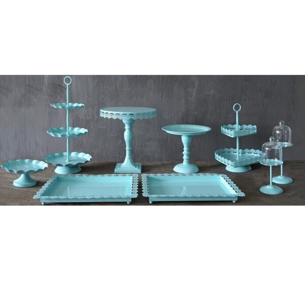 Location lot de 8 supports à gâteaux bleu