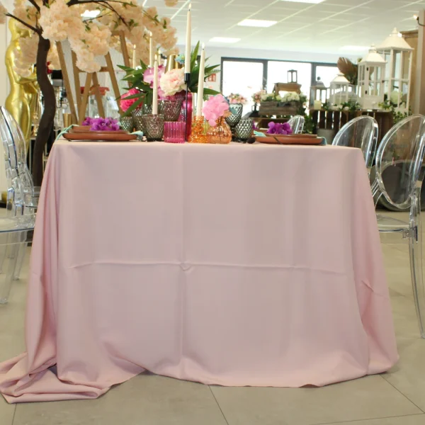Nappe rectangle en tissus 300*180cm - VIEUX ROSE/ NUDE